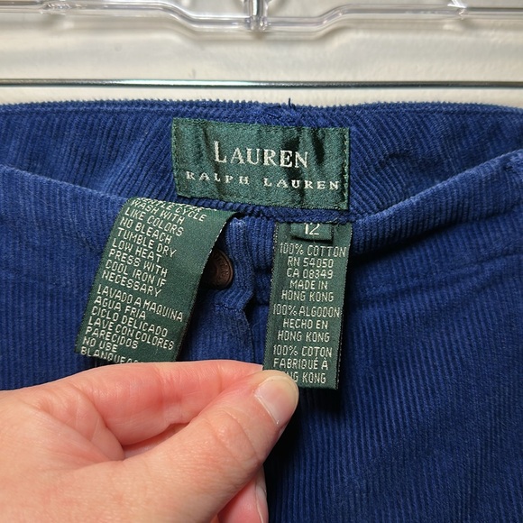Lauren Ralph Lauren Women’s Blue Cotton Corduroy Tapered Pant Sz 12 - Picture 2 of 5